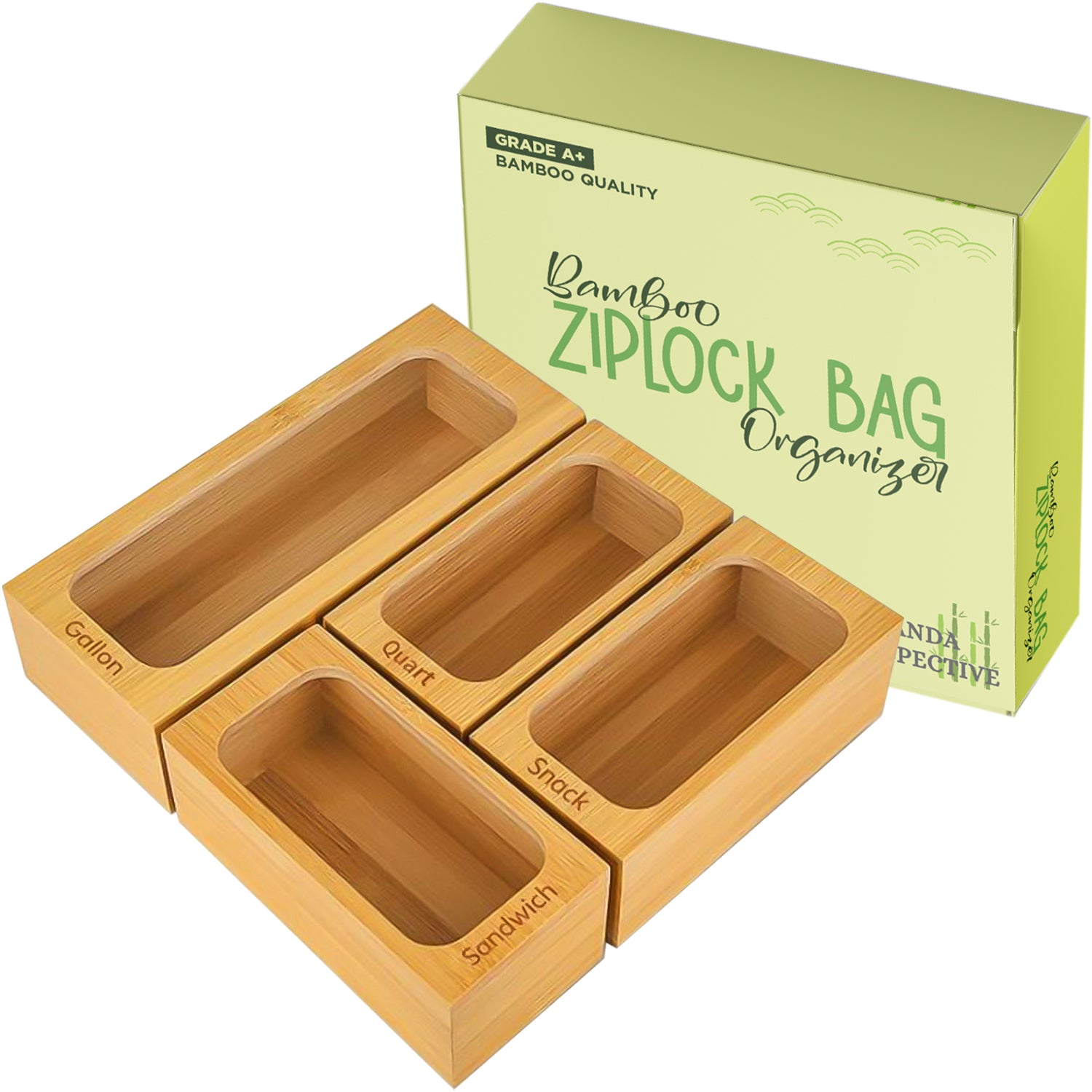 Bamboo Ziplock Bag Holder