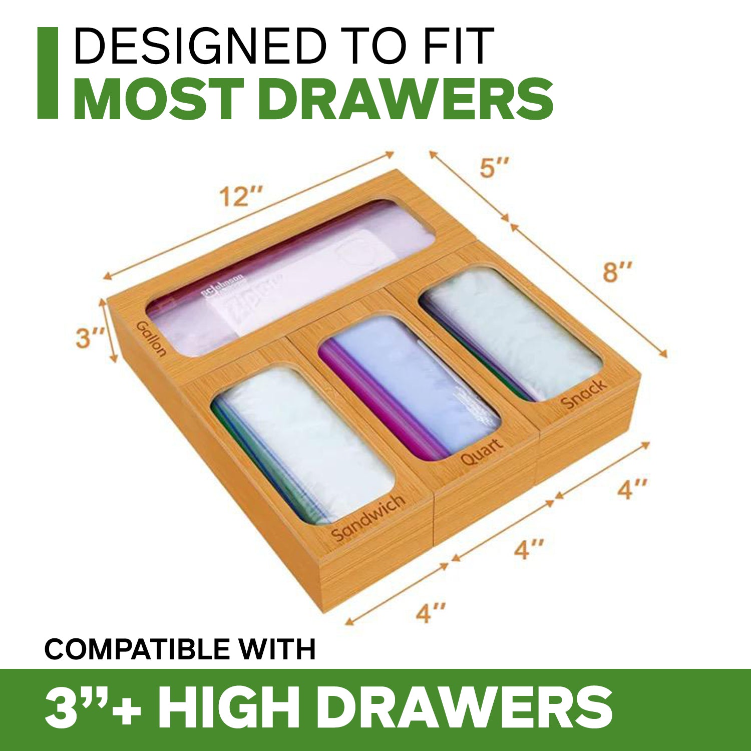 Bamboo Ziplock Bag Holder