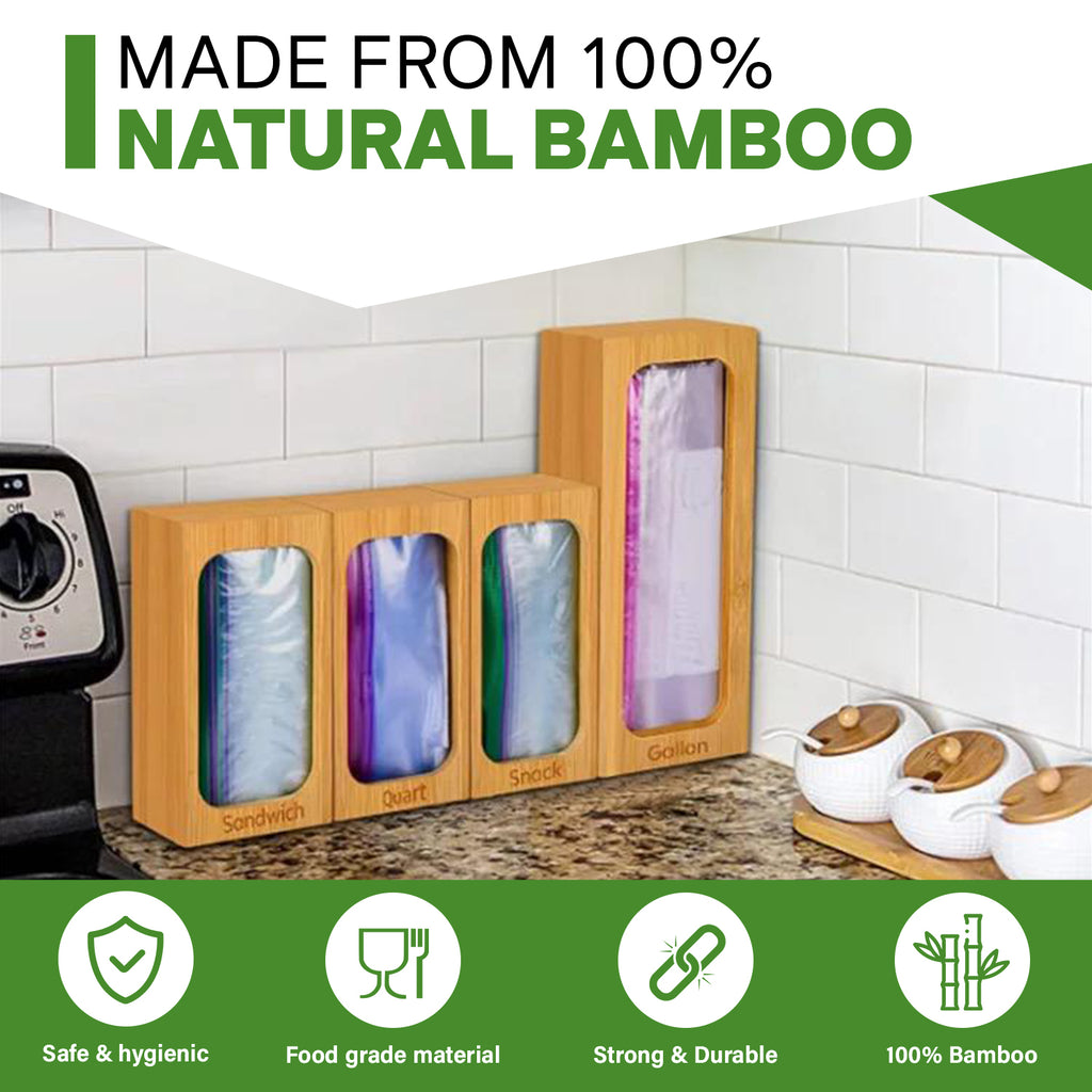 Bamboo Ziplock Bag Holder